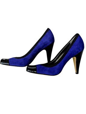 NIB Nine West Wndakin Purple Suede Shoes With Black Patent Leather Toe and Heel